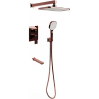 Душевой комплект Voda Neva 7in1NVRG 278x189 мм, со смесителем, розовое золото