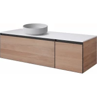 Тумба с раковиной Armadi Art Quatro Willow 790-M2-140-W-A + 792-140-W + 801-MW 141 см L, подвесная, со столешницей, ива