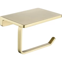 Держатель туалетной бумаги Grocenberg AC0027MG с полкой для телефона, золотой матовый