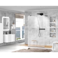 Неподвижная перегородка 80 см Cezares LIBERTA-L-2-80-C-NERO прозрачное