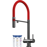 Смеситель для кухни с фильтром Omoikiri Kanto-PVD-GM вороненая сталь 4994013 + H851P00