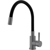 Смеситель для кухни Esko Snake K44Grafit с гибким изливом, оружейная сталь матовый/черный
