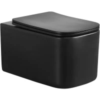 Унитаз подвесной Boheme Mane 970-SET-B безободковый, с сиденьем микролифт, черный матовый