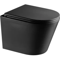 Унитаз подвесной Grossman GR-4478BMSQ безободковый, торнадо, с сиденьем микролифт, черный матовый