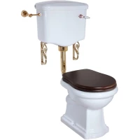 Унитаз напольный Migliore Bella 31113 с низким бачком, белый, фурнитура золотой/белый