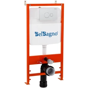 Изображение товара инсталляция для унитаза belbagno bb026 + bb082bl с кнопкой смыва, белый глянец