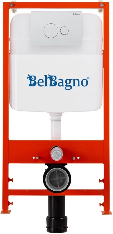 Инсталляция для унитаза BelBagno BB026 + BB082BL с кнопкой смыва, белый глянец