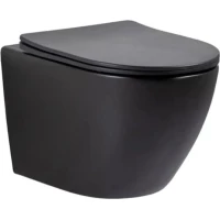 Унитаз подвесной GID Tr2122TF-Bm безободковый, торнадо, с сиденьем микролифт, черный матовый