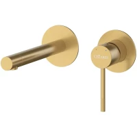 Смеситель для раковины Cezares Relax RELAX-BLI2-2-BORO-W0 встраиваемый, без донного клапана, золотой матовый