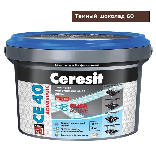 Затирка Ceresit CE 40 аквастатик (т.шоколад 60) затирка ceresit ce 40 аквастатик сахара 25