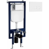 Инсталляция для унитаза Ceruttispa CR557+CR02WH с кнопкой смыва, белый матовый