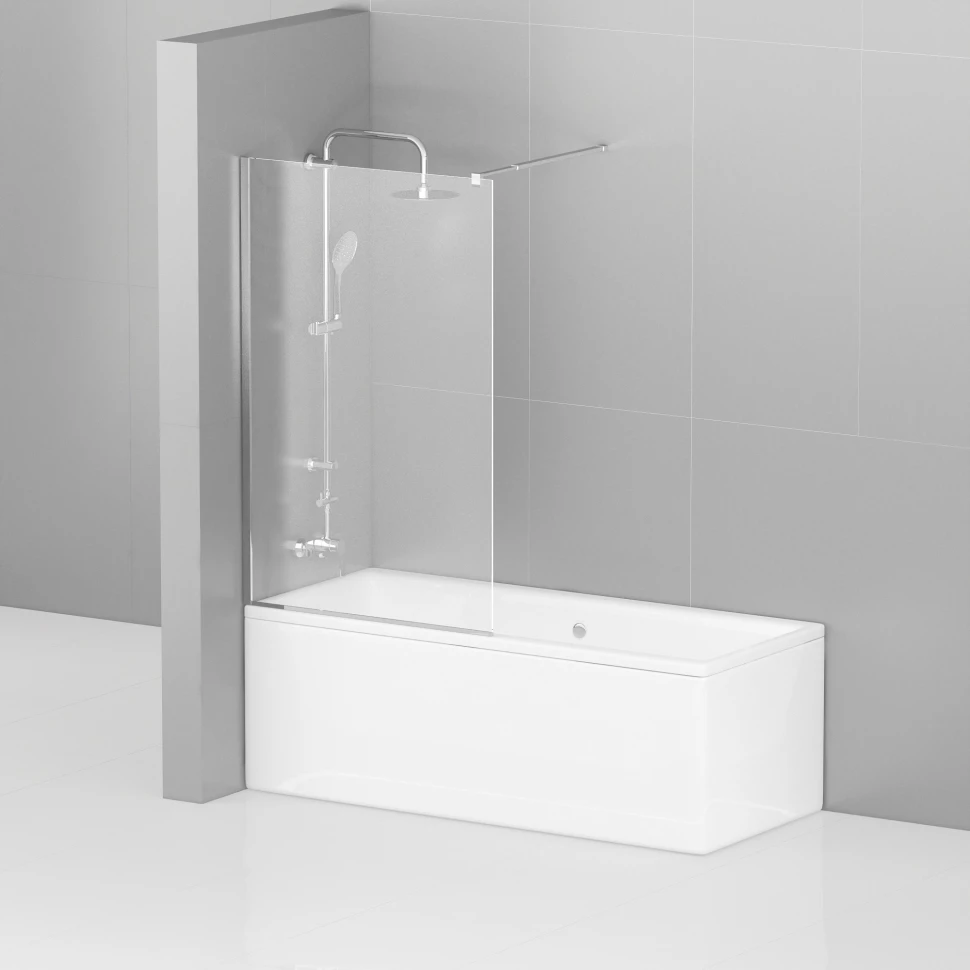 Шторка для ванны 90 см Cezares LIBERTA-V-1-90/155-C-Cr прозрачное душевая шторка на ванну veconi palau pl 73bl 900х1500 мм прозрачное стекло 4 мм