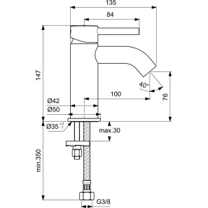 Изображение товара смеситель для раковины без донного клапана ideal standard ceraline bc268xg