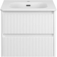 Тумба с раковиной Brevita Riva RIV-07060-0102Я + B-OND060-01 61 см, подвесная, белый глянец