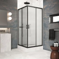 Душевой уголок Vegas Glass ZA Protec 80 02M Moru 80x80 см, профиль черный матовый, стекло рифленое
