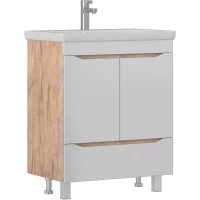 Тумба под раковину Vigo Grani 286 дуб золотой 76,6 см, напольная, белый глянец/дуб золотой