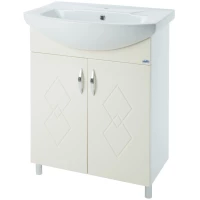 Тумба с раковиной бежевый глянец/белый глянец 50 см Bellezza Элеганс 4638606240078 + 4620008195766