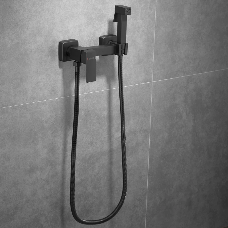 Гигиенический душ Shevanik S137H со смесителем, черный матовый