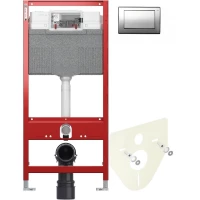 Инсталляция для унитаза Tece TECEplanus 9300302 + 9200010 + 9380014 + 9240311 с кнопкой смыва, хром