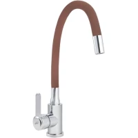 Смеситель для кухни Viko V-4439 с гибким изливом, хром/коричневый
