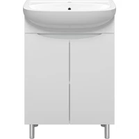 Тумба под раковину Misty Мисти Э-Сма01060-031Пр 55 см, напольная, белый глянец