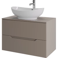 Тумба с раковиной Orange Line Li-80TuLMDF+B08-585W 80,2 см, подвесная, со столешницей, латте матовый