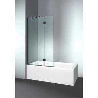 Шторка на ванну VismaraVetro PV VPV040905401500ST 90(50+40) см L, профиль черный матовый, стекло прозрачное