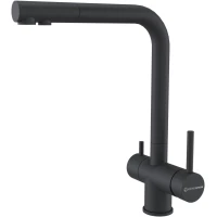 Смеситель для кухни KuchenStern Fokus F 400BL40 CoolStart, с подключением к фильтру, черный матовый