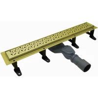 Душевой трап (лоток) Cezares Slider SLIDER-LD-80-BORO 80 см, с решеткой, перфорированный, золотой матовый