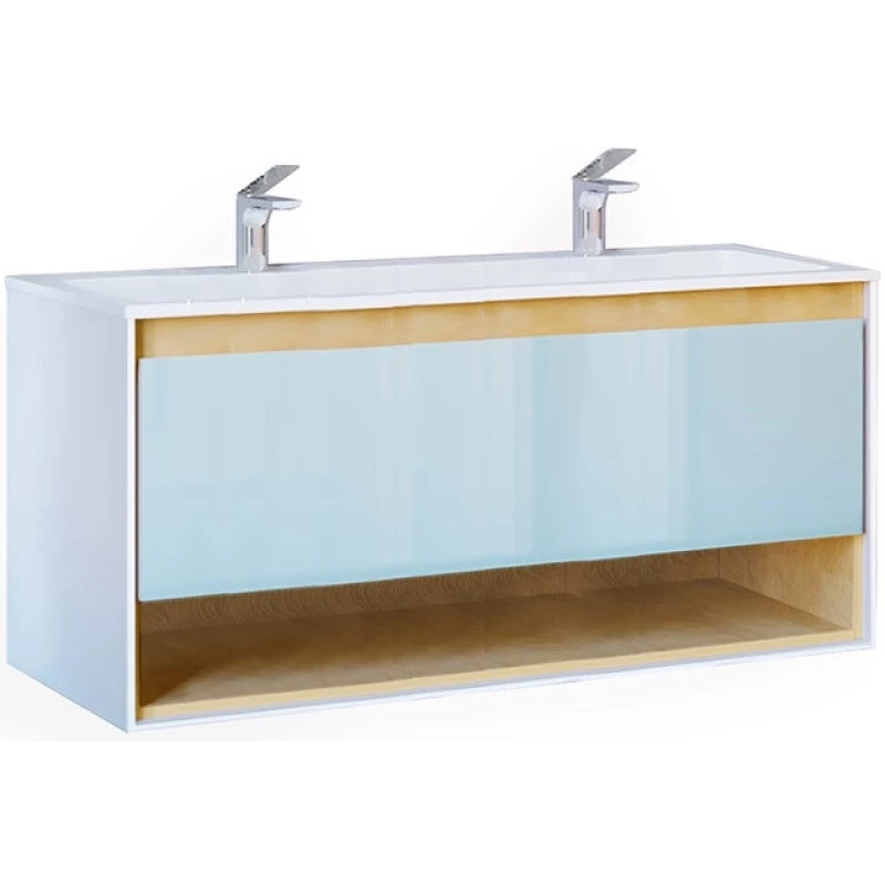 Комплект мебели белый/дуб 122 см Jorno Glass Gla.01.122/P/W + Mol.08.120/W + Gla.02.120/W