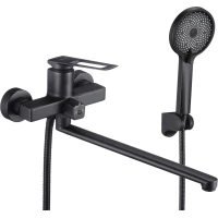 Смеситель для ванны Savol S-009024H универсальный, с душевым гарнитуром, черный матовый