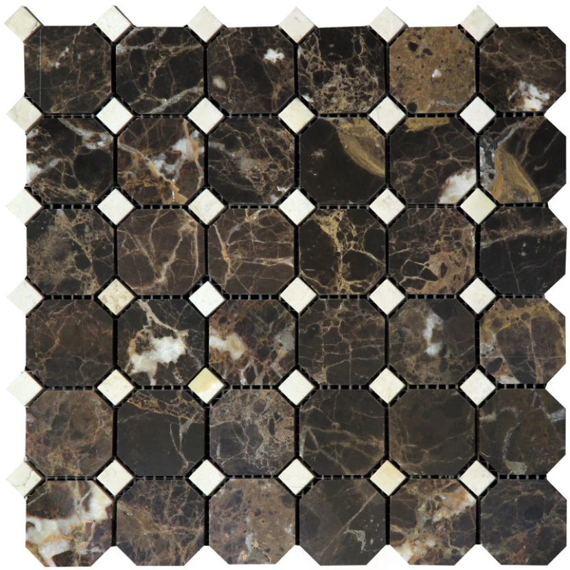 Мозаика Natural Octagon 7M022 7M030-BP Мрамор бежевый, коричневый 30,5x30,5