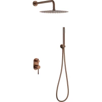 Душевой комплект Boheme Uno 464-BRB 300 мм, со смесителем, бронза матовая