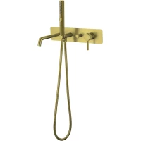 Смеситель для ванны Allen Brau Priority 5.31A05-GB встраиваемый, с душевым гарнитуром, золотой матовый