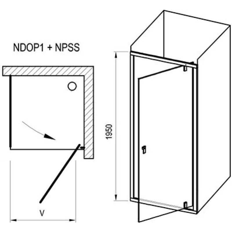 Душевой уголок 80x90 см Ravak Nexty NDOP1 + NPSS 03O40U00Z1 + 90O70U00Z1 прозрачное