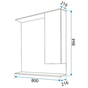 Изображение товара зеркальный шкаф 80x86,4 см белый глянец 1marka кода лайт у57596