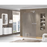 Неподвижная перегородка 80 см Cezares LIBERTA-L-2-80-GR-Cr графитовое