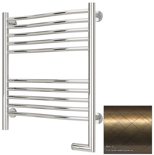 

Полотенцесушитель электрический 600x500 состаренная бронза МЭМ правый Сунержа Флюид 2.0 05-5221-6050