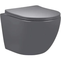 Унитаз подвесной GID Tr2122TF-Dgm безободковый, торнадо, с сиденьем микролифт, темно-серый матовый