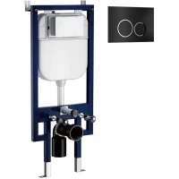 Инсталляция для унитаза Ceruttispa CR557+CR05BK с кнопкой смыва, черный матовый/хром/черный матовый