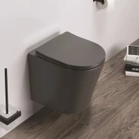 Унитаз подвесной CeramaLux B2330-2MDH безободковый, с сиденьем микролифт, серый матовый