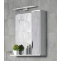 Зеркальный шкаф 65x70 см белый глянец/бетон Corozo Чикаго SD-00000302