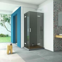 Душевой уголок Vegas Glass AFA-F Retta 90*80 01 07 R 90x80 см R, профиль белый, стекло графитовое