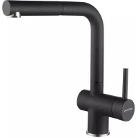 Смеситель для кухни Paulmark Dosse Do214418-BLM с выдвижным изливом, черный металлик
