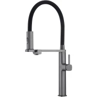 Смеситель для кухни Vincea VKF-119GM с подключением к фильтру, гибким изливом, вороненая сталь