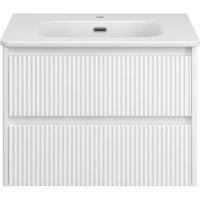 Тумба с раковиной Brevita Riva RIV-07070-0102Я + B-OND070-01 71 см, подвесная, белый глянец