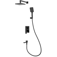 Душевой комплект Splenka S01.27.06 320x210 мм, со смесителем, черный матовый