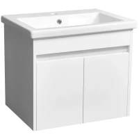 Тумба с раковиной белый глянец/белый матовый 60 см Stella Polar Фаворит SETSP-00000167/UM-COM60/1