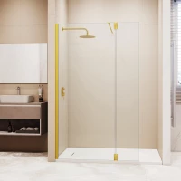 Душевая перегородка RGW WA-051Gb (WA-010Gb+Z-071Gb) Walk-in 351005123-16 150 см, профиль золотой матовый, стекло прозрачное