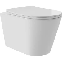 Унитаз подвесной Aqueduto Cone Plus CONT0210 безободковый, торнадо, с сиденьем микролифт, белый глянец